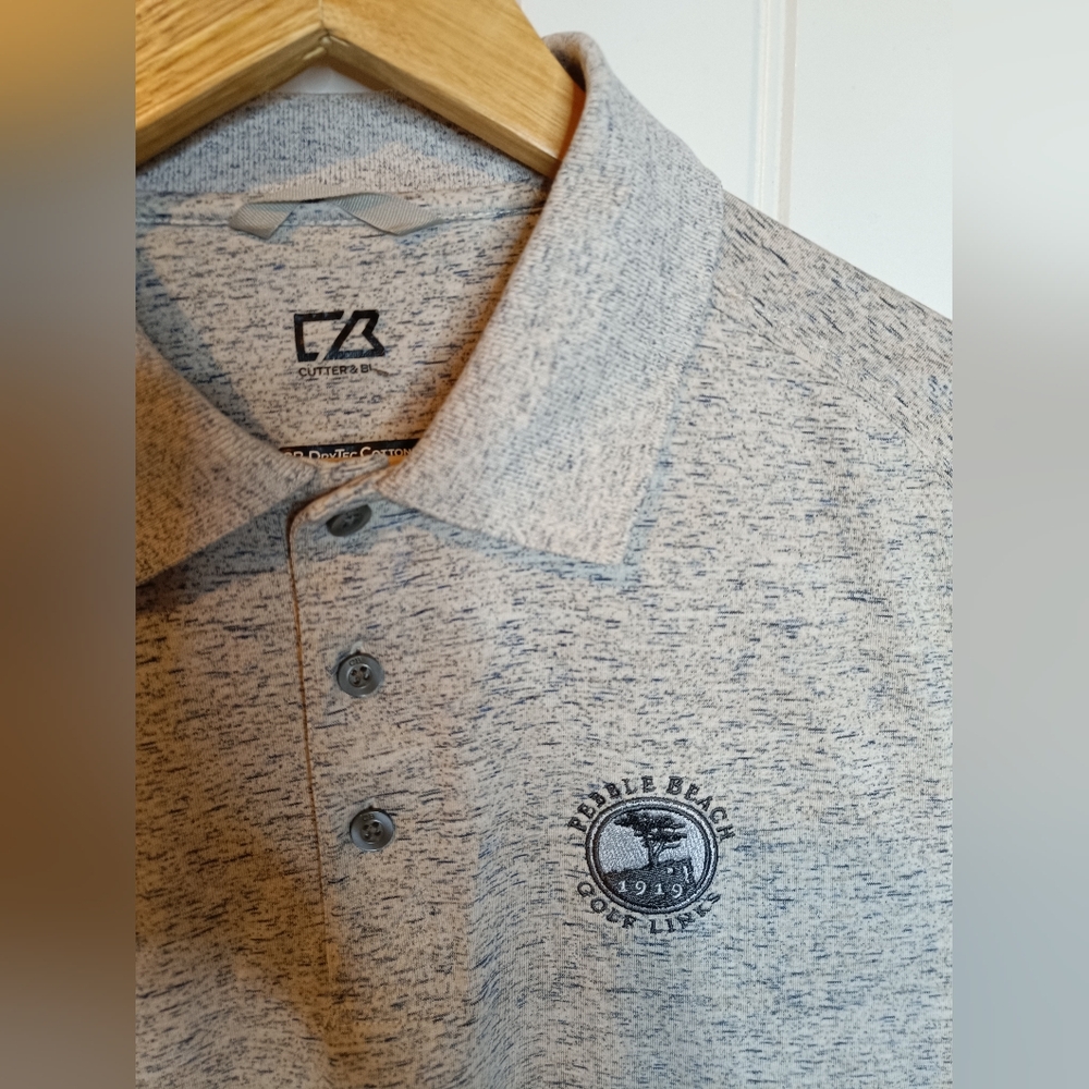 Small Pebble Beach Golf Links Gray Cutter & Buck Polo California Casual Activewe